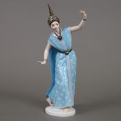 Porzellanfigur "Suriya - thailändische Tänzerin" - Goebel, Porzellan, polychrom bemalt, auf runder 