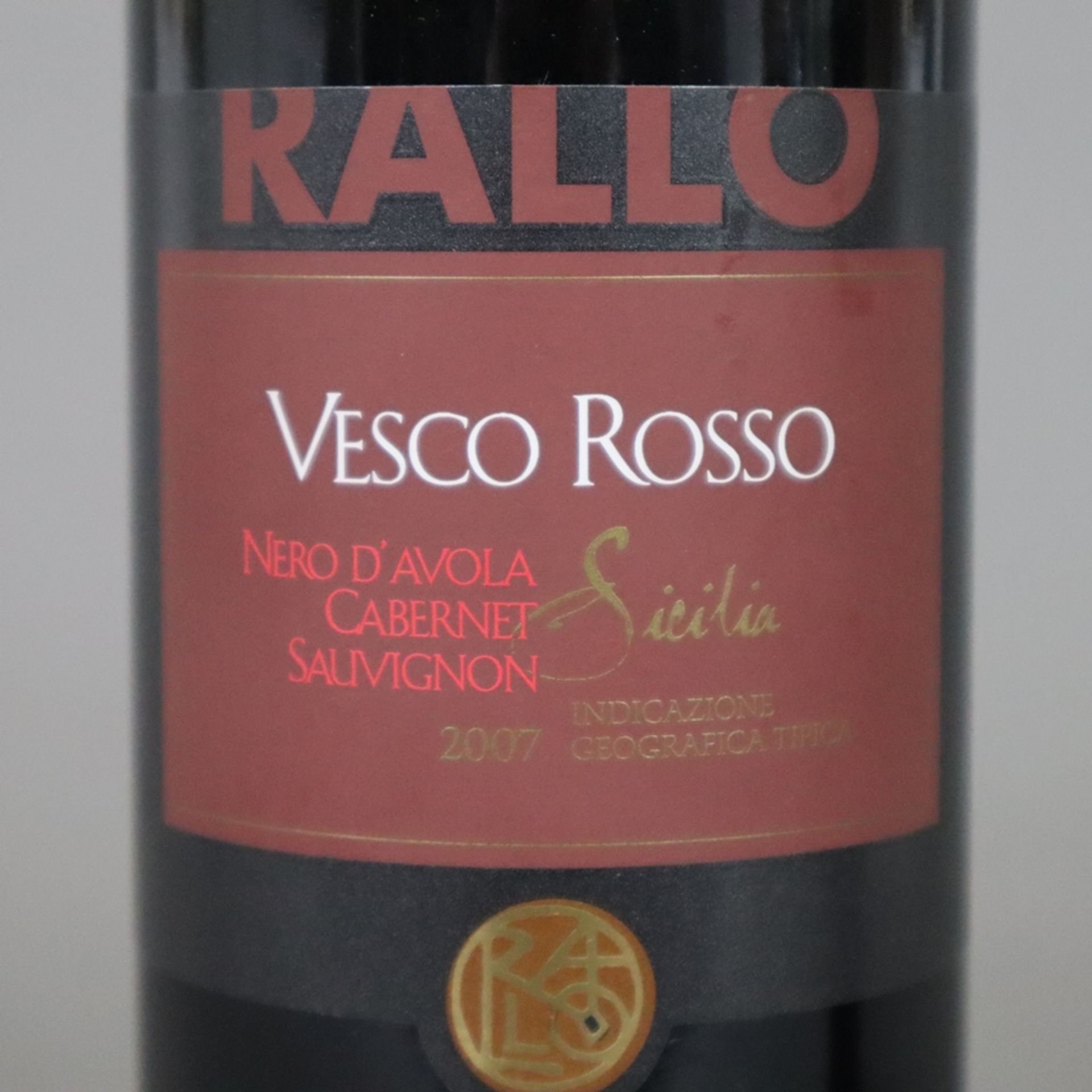 Weinkonvolut - 2 Flaschen 2007 Rallo Vesco Rosso Nero d'Avola /Cabernet Sauvignon Sicilia IG, Itali - Image 4 of 5