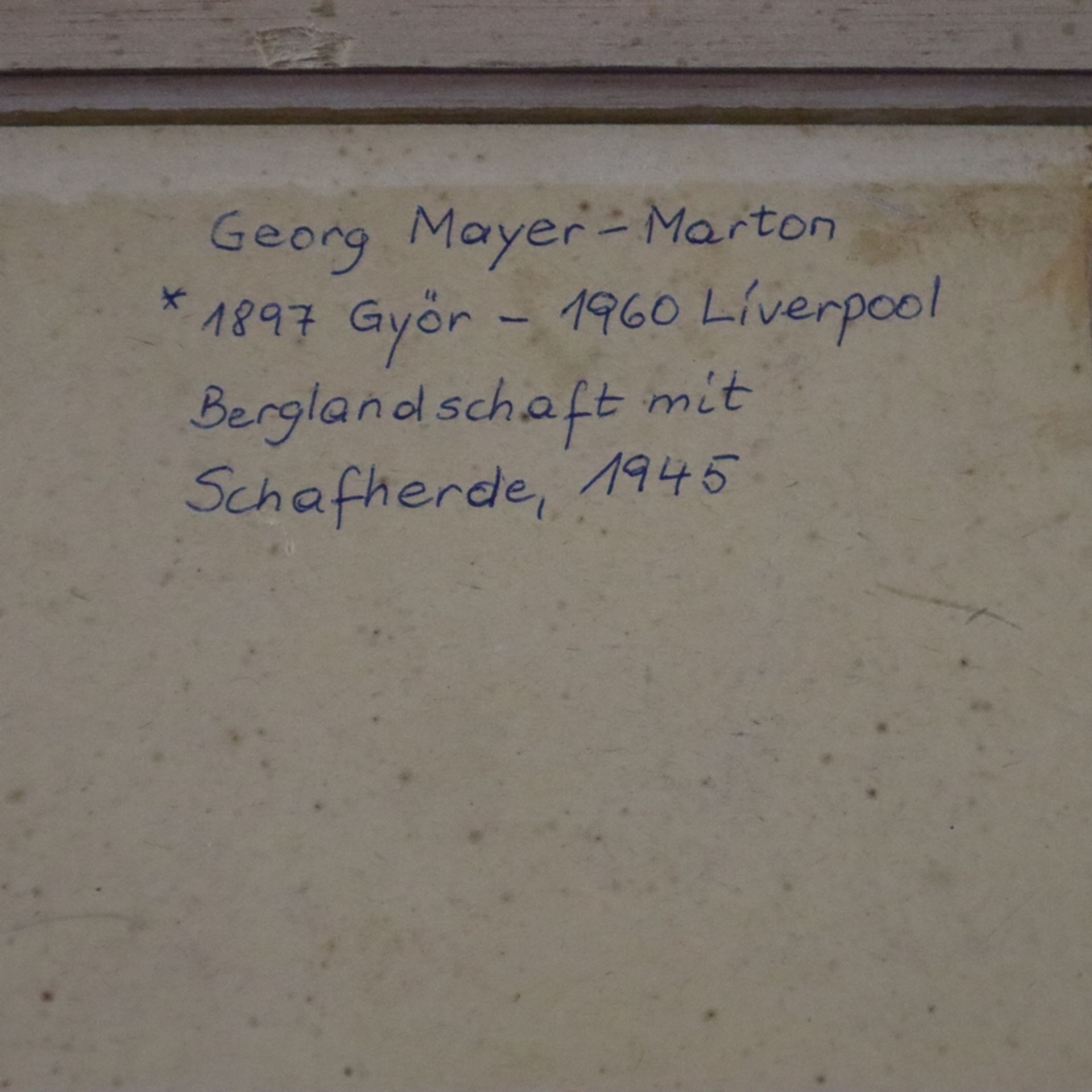Mayer-Marton, Georg (1897Györ - 1960 Liverpool) - "Berglandschaft mit Schafherde", 1945, Mischtechn - Image 11 of 11