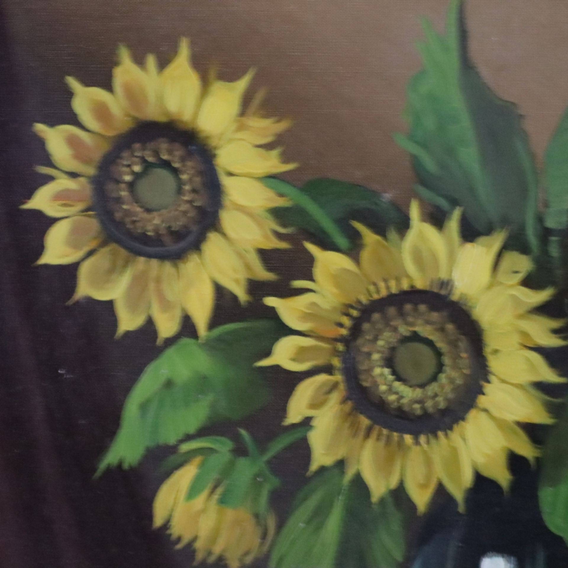 Hofman, H. - Sonnenblumen in Glasvase, Öl auf Leinwand, rechts unten signiert, ca. 50 x 70 cm, mit  - Bild 4 aus 8