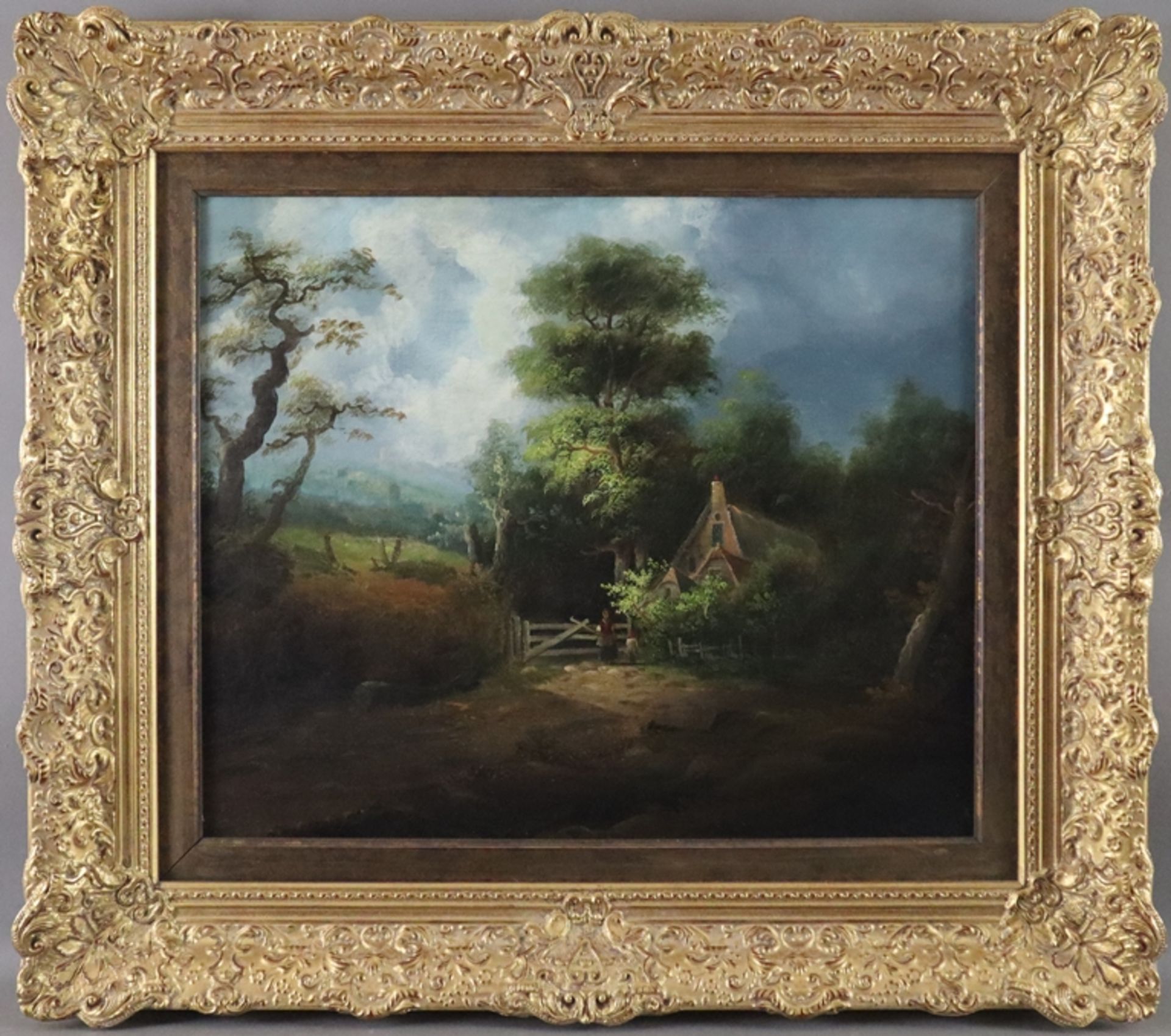 Howard, Vernon (1840-1902 ) - Romantische Landschaft mit Cottage, Öl auf Leinwand, rechts unten in