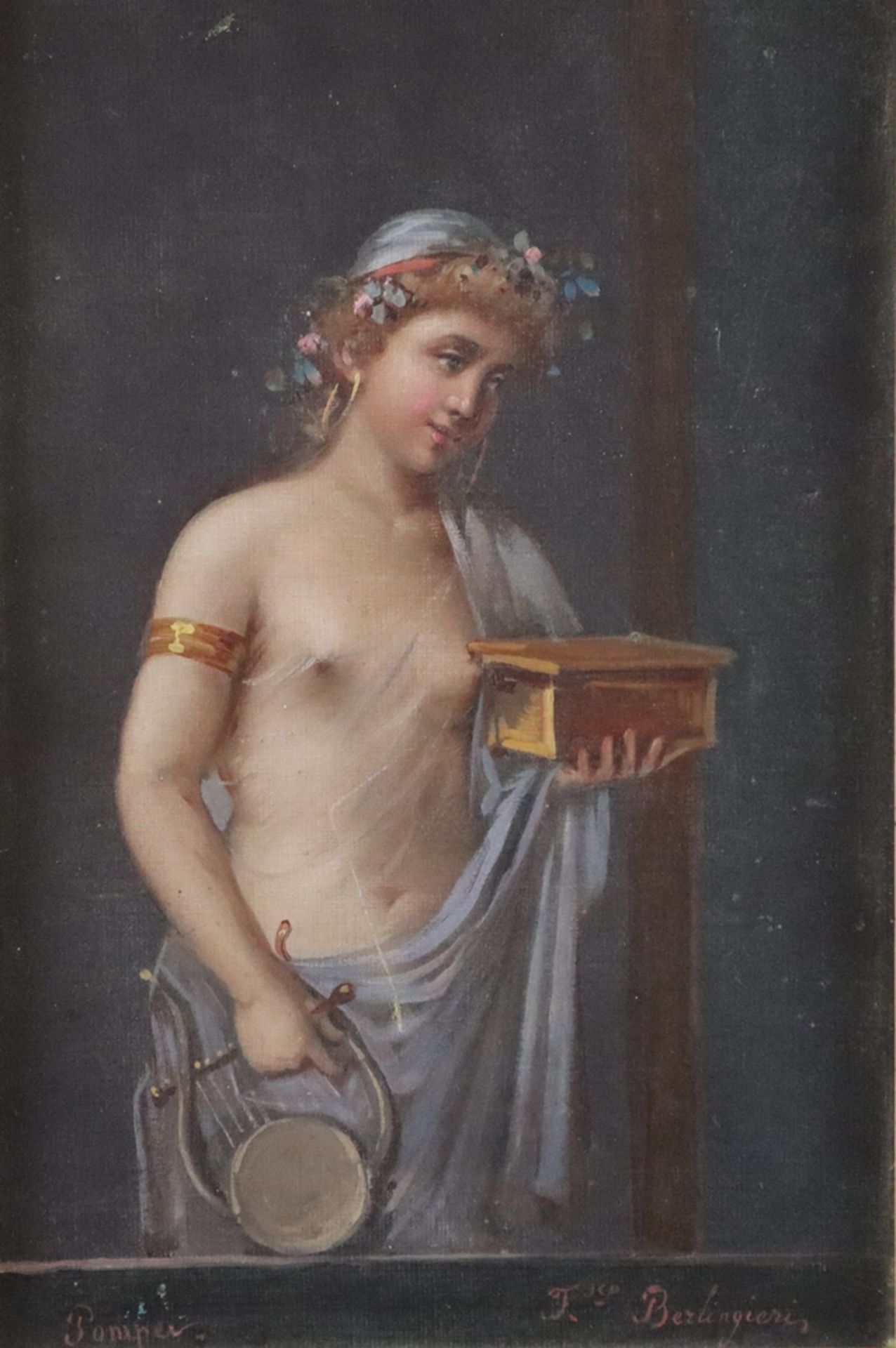 Berlingieri, Francesco (Italien 19./20. Jh.) - Muse Terpsichore mit Lyra, Öl auf Leinwand, unten re