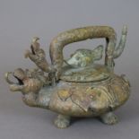 Weihrauchbrenner - China, Bronze, tripodes Deckelgefäß in Gestalt einer Drachenschildkröte, Deckel