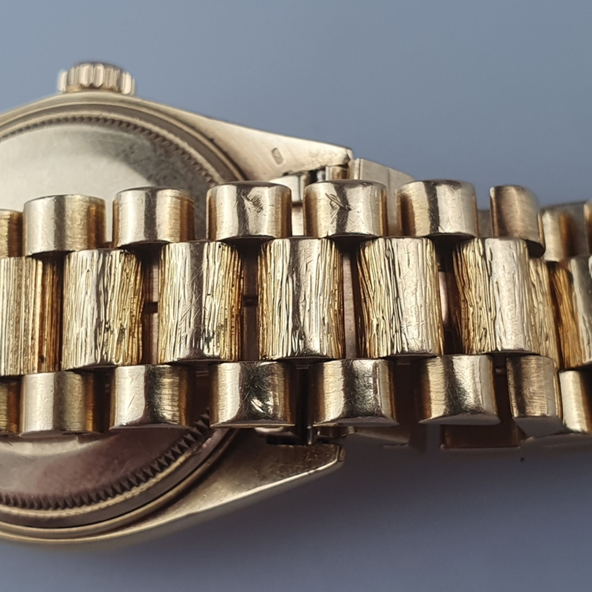 Rolex-Herrenarmbanduhr - "Day-Date", Gehäuse 18K-Gelbgold , 1807 Borke, Automatik, goldfarbenes Zif - Image 7 of 9