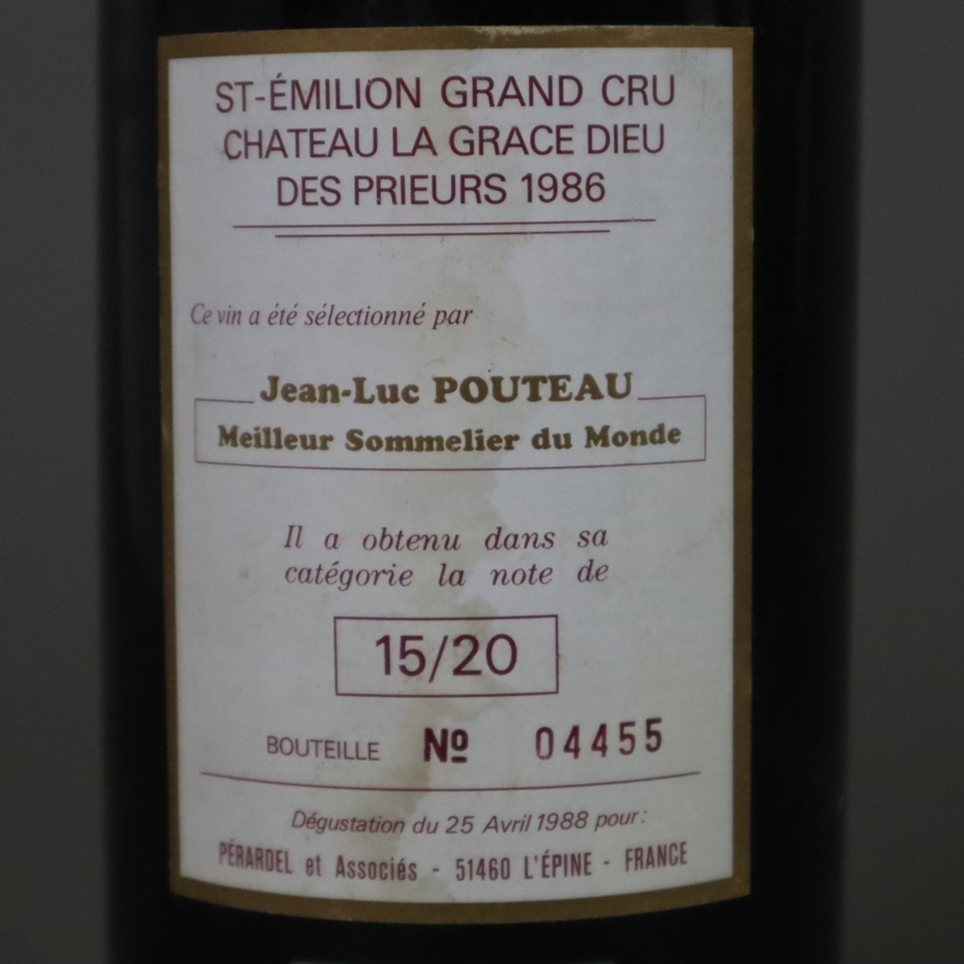 Weinkonvolut - 2 Flaschen, France, 1985 Château La Grâce Dieu des Prieurs, Saint-Èmilion Grand Cru/ - Bild 5 aus 8