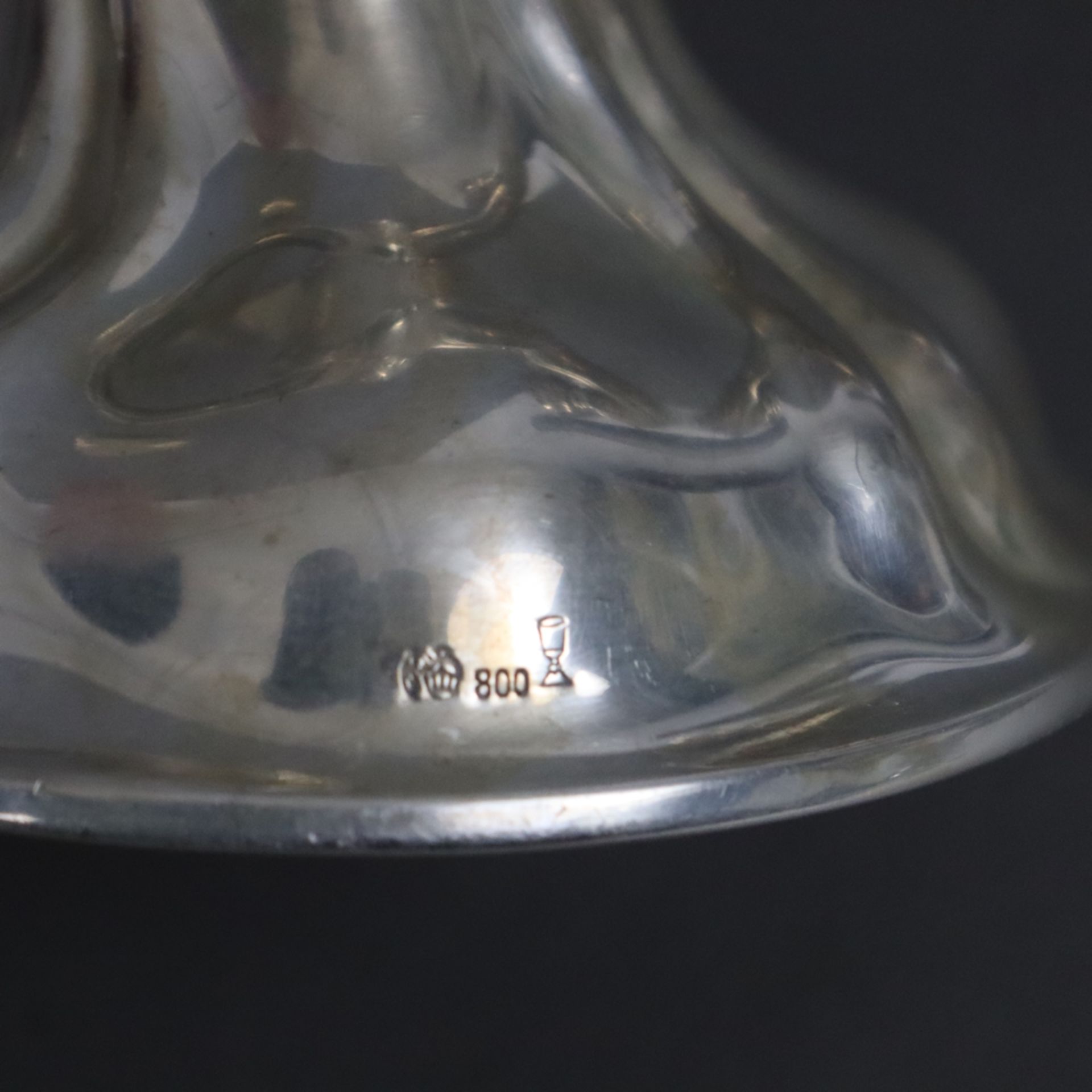 Kerzenständer - 2-flammig, 800er Silber, punziert „800“ mit Krone, Halbmond u. Herst.-Punze (Kelch) - Bild 5 aus 6