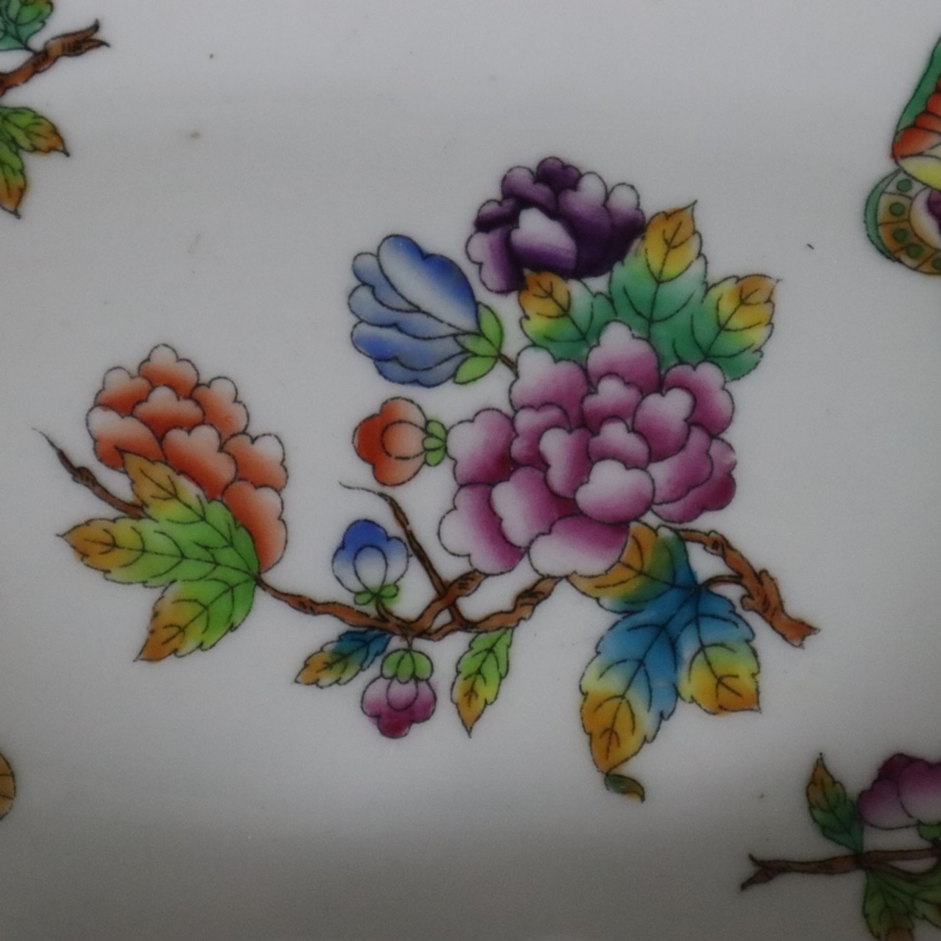 Raucherset Teile - Herend, Ungarn, Porzellan, Dekor "Victoria" mit Blumen- und Schmetterlingsmotive - Bild 7 aus 8