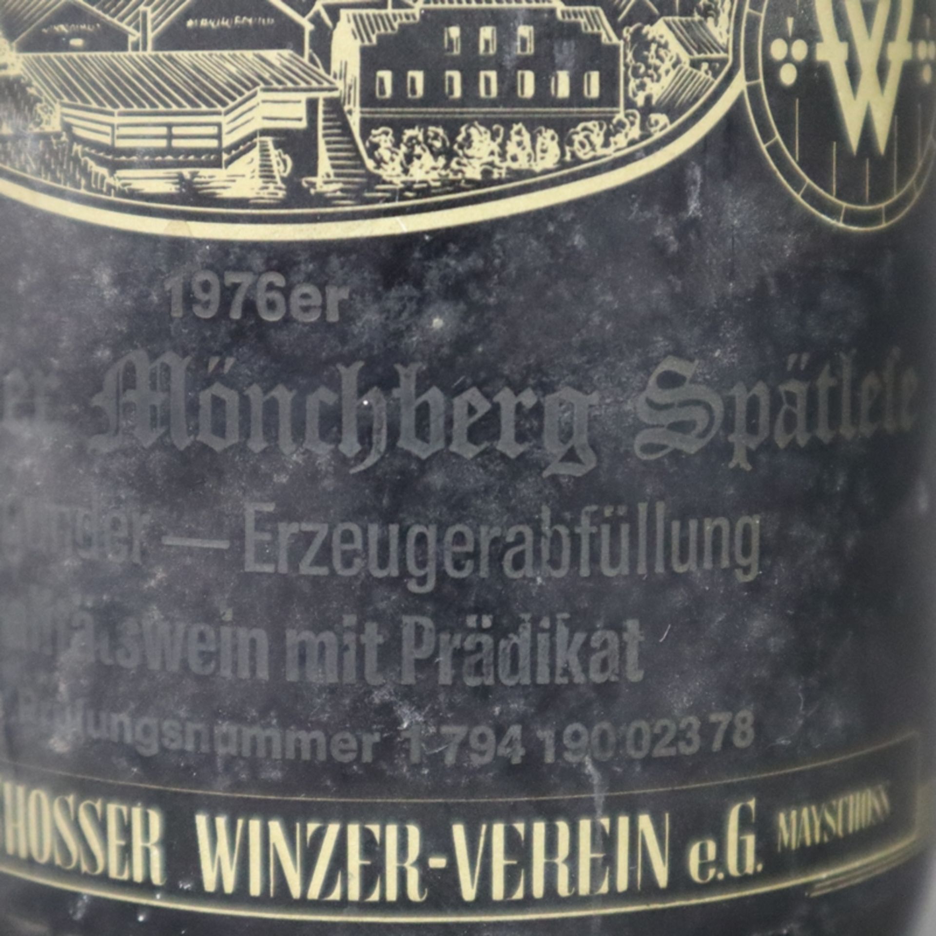 Weinkonvolut - 2 Flaschen, 1976 Mayschosser Mönchsberg, Spätburgunder, Spätlese, je 0,7 L., Flasche - Bild 5 aus 6