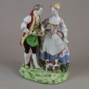 Porzellangruppe "Galantes Paar" - Wien, 18.Jh., unterglasurblauer Bindenschild, Bossiererbuchstabe 