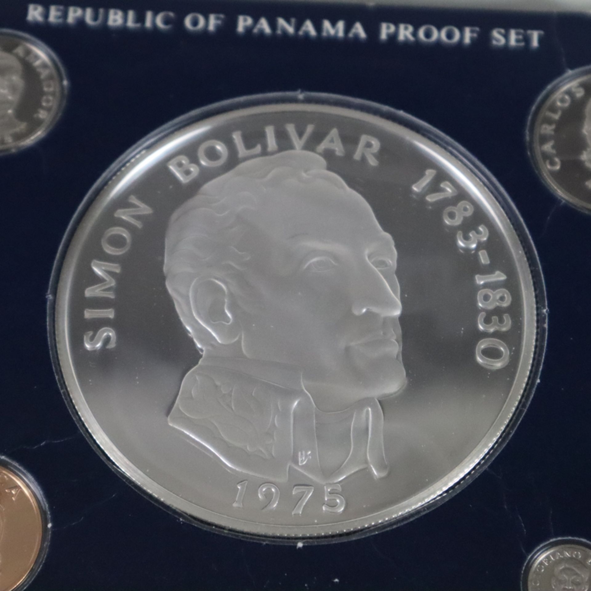 Münzset Republik of Panama 1975 - 925er Silber, Republik Of Panama Proof Set, Franklin Mint, 9 Münz - Bild 2 aus 5