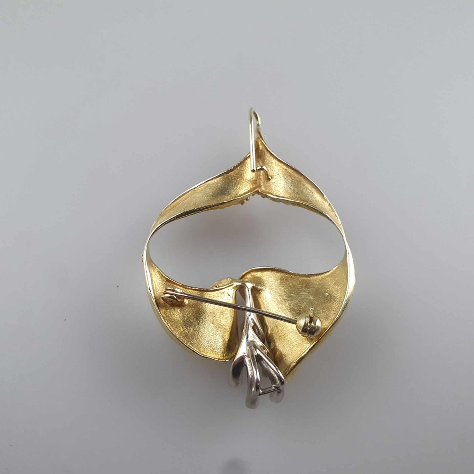 Modernes Design-Schmuckset - Gelb-/Weißgold 585/000 (14K), 4-tlg, bestehend aus Ring, Kette und 2 A - Bild 15 aus 15