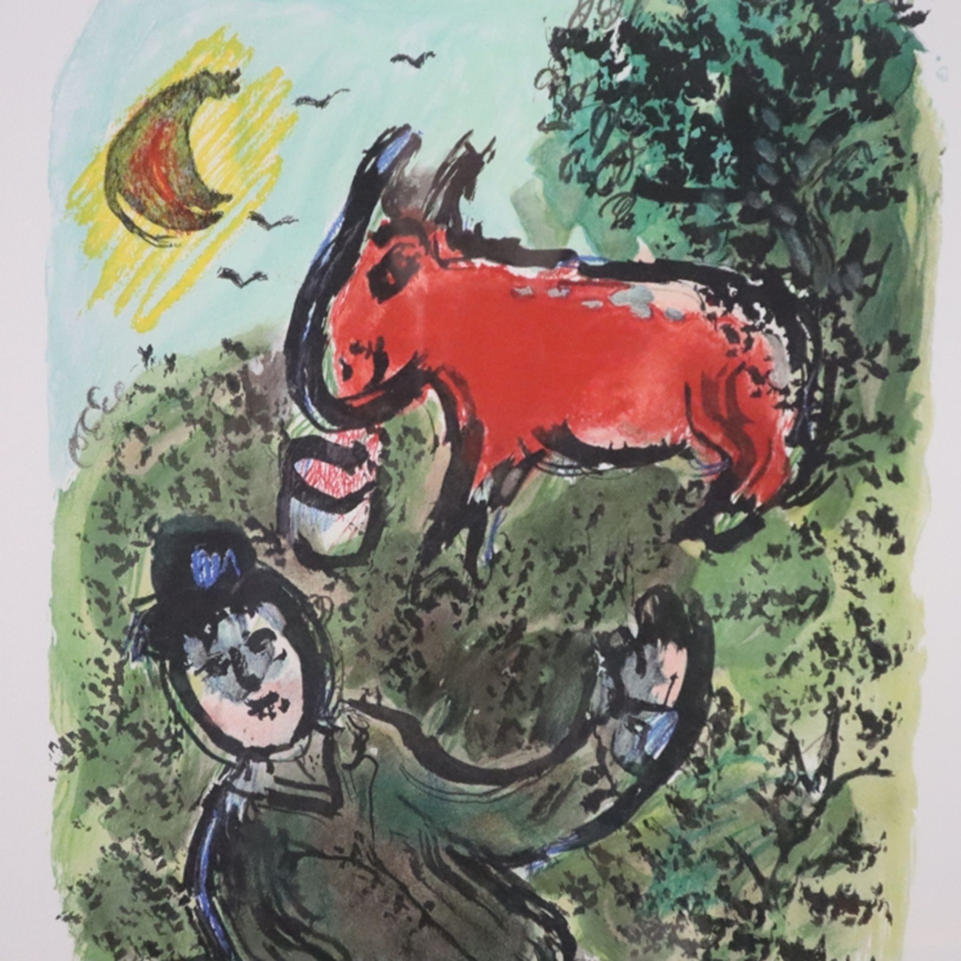 Chagall, Marc (1887 Witebsk - 1985 Saint-Paul-de-Vence) - "Repos avec âue rouge", Farblithographie - Image 3 of 4