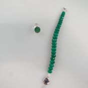 Smaragdset mit Armband und Ring - Sterling Silber 925/000, Armband aus 24 facettierten Smaragdronde
