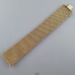 Manschettenarmband - Gelbgold 585/000 (14K), gestempelt, breites Band aus geschmeidigem Goldgeflech