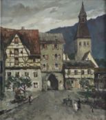 Unbekannte/r Künstler/in (20.Jh.) - Die Altstadt von Berching, Öl auf Leinwand, unten rechts undeut
