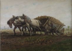 Luckhardt, Karl (1886 - Frankfurt a.M.- 1970) - Rübenbauer mit schwer beladenem Pferdewagen bei der