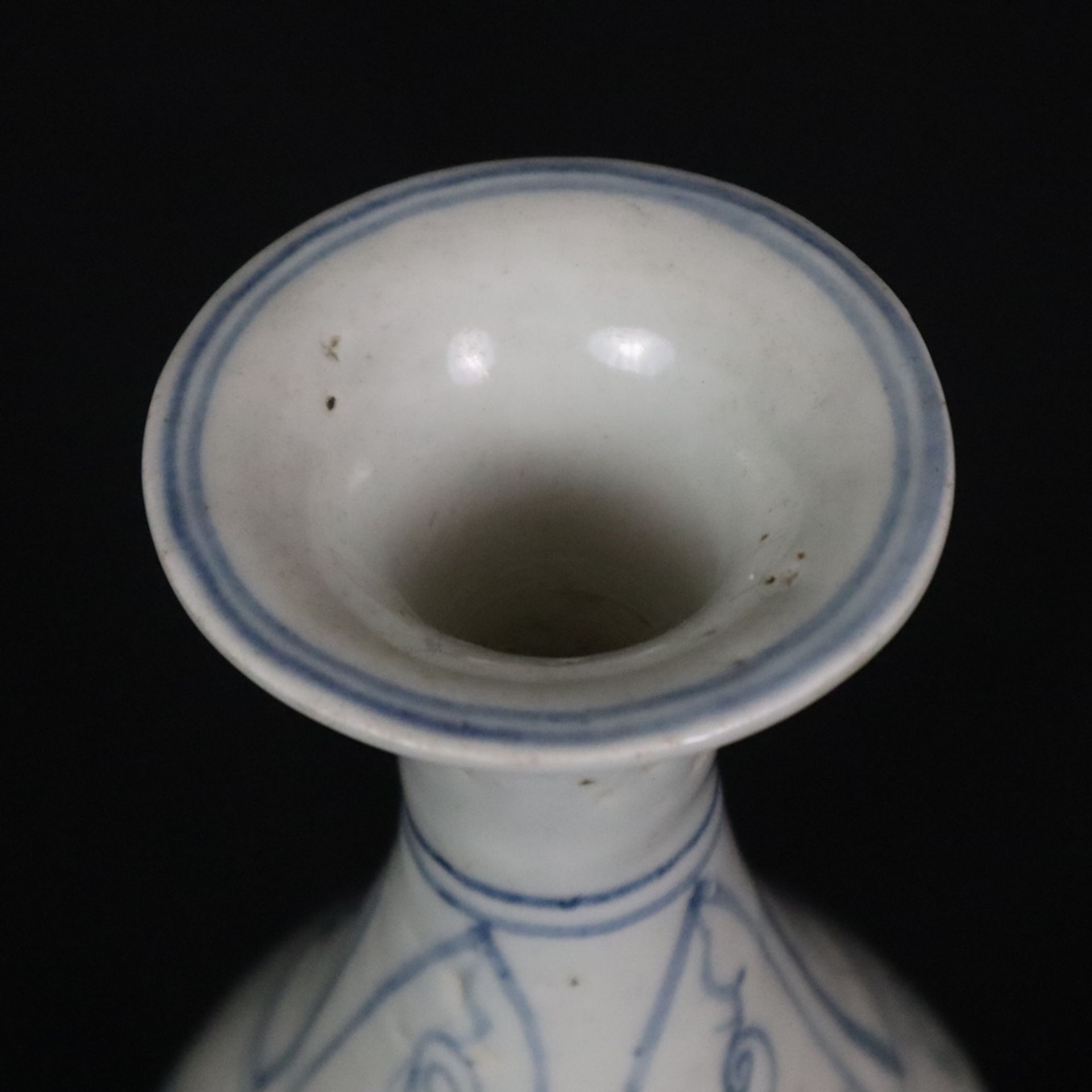 Flaschenvase - China, vom Typ „Yuhuchun“, Porzellanvase mit birnenförmigem Körper, dekoriert mit Lo - Bild 2 aus 9
