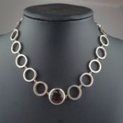 Vintage-Silbercollier - QUINN, Sterling Silber, Halsband aus miteinander verbundenen kreisrunden Ri