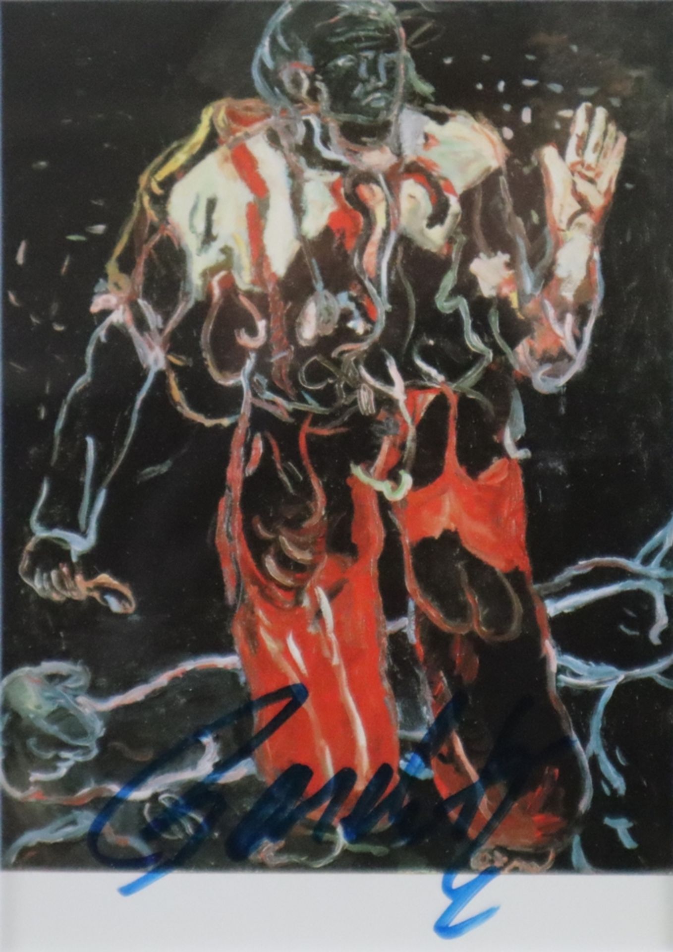Baselitz, Georg (*1938) - "Schwarzgründig"(1966), handsignierte Kunstpostkarte, Multiple, im Doppel