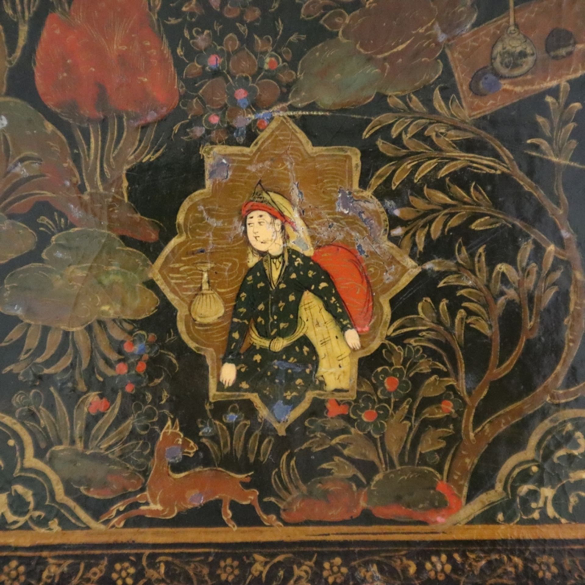 Bucheinband mit Lederrücken - Persien, Papiermaché, mit Lackfarben und Gold, Leder, allseits aufwän - Bild 10 aus 10
