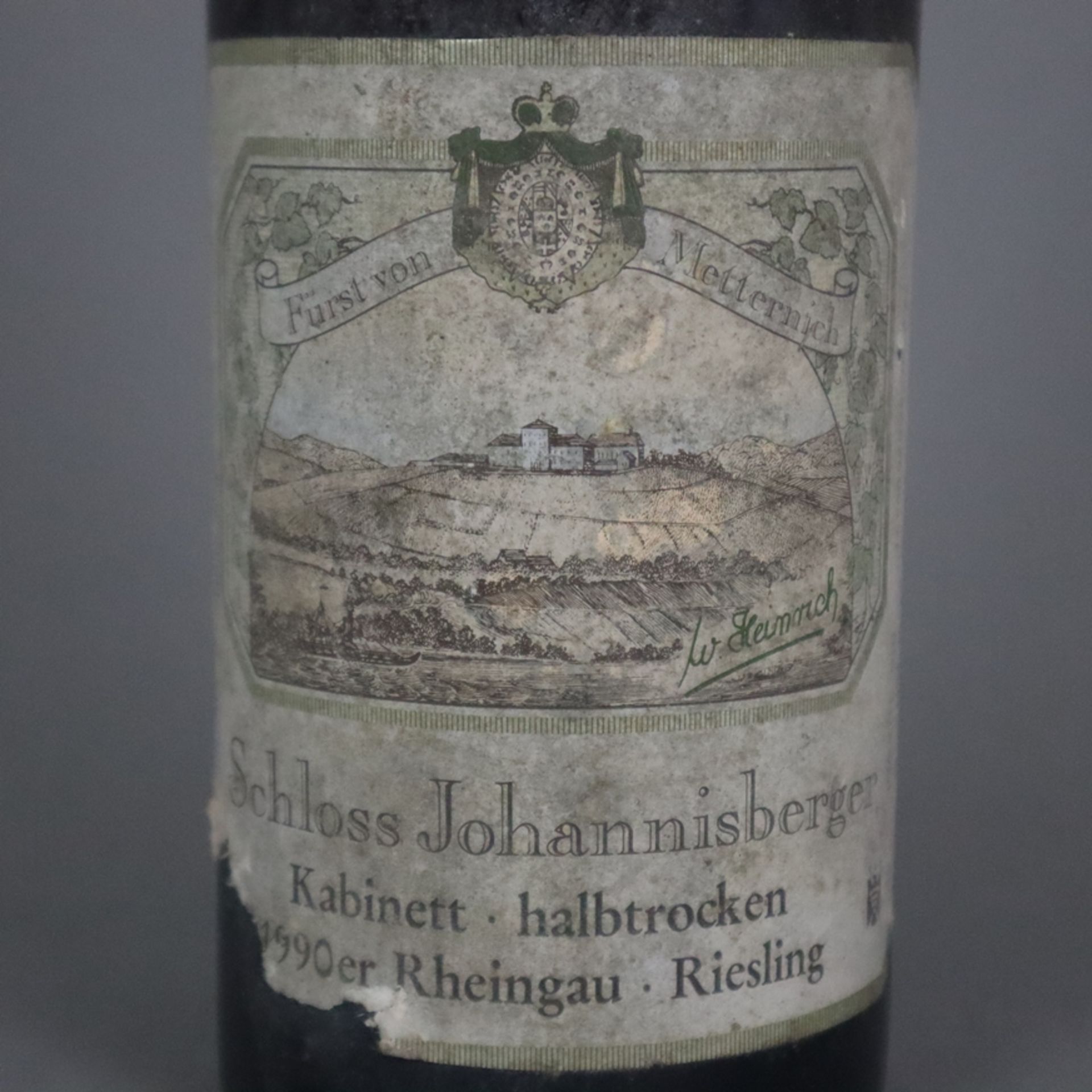 Wein - 1990 Schloss Johannisberg Riesling Kabinett (Rotlack), 1,5 l Magnum, Füllstand: Top Shoulder - Bild 3 aus 6