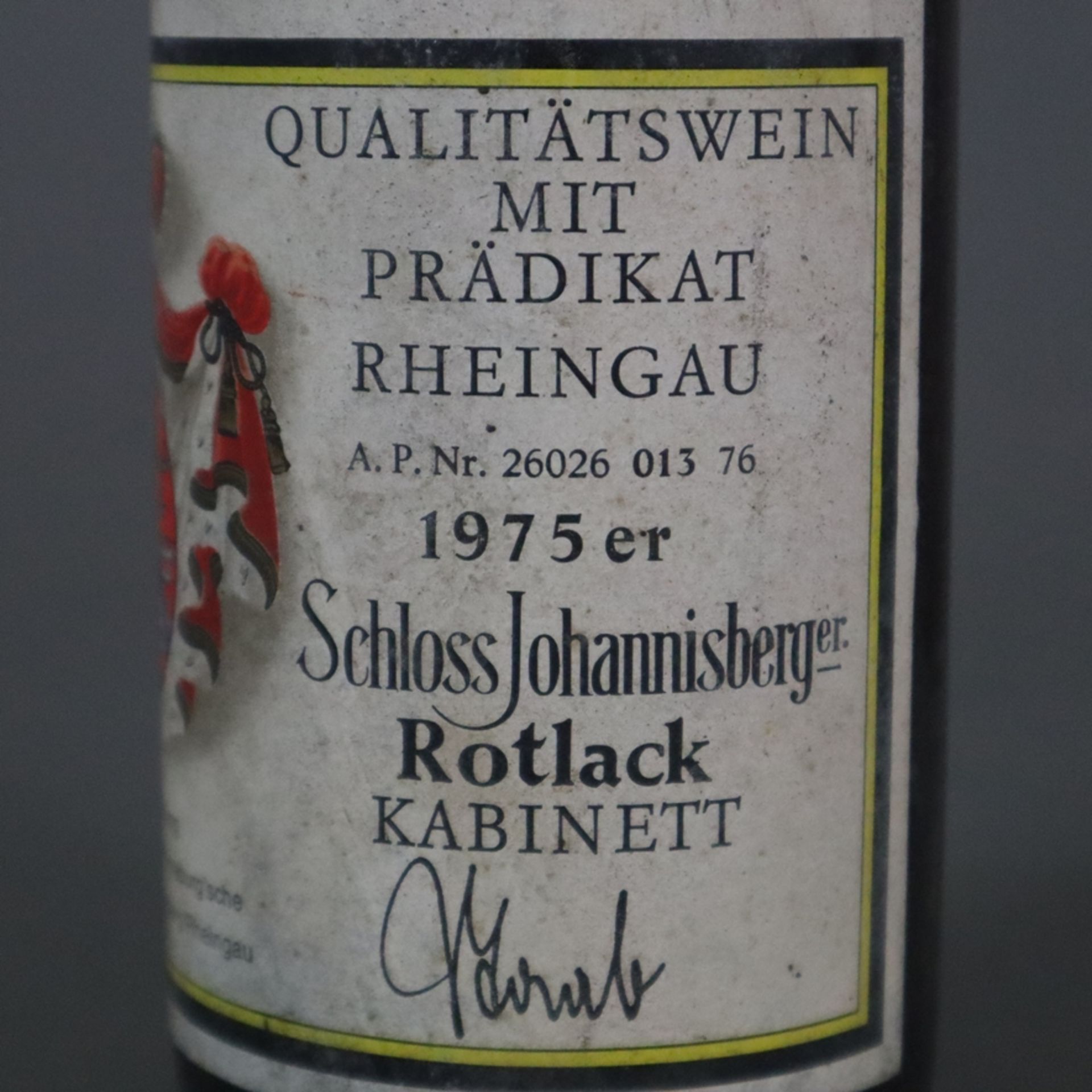 Wein - 6 Flaschen 1975 Schloss Johannisberg Riesling Kabinett (Rotlack), 75 cl, Füllstand: High Fil - Bild 6 aus 6
