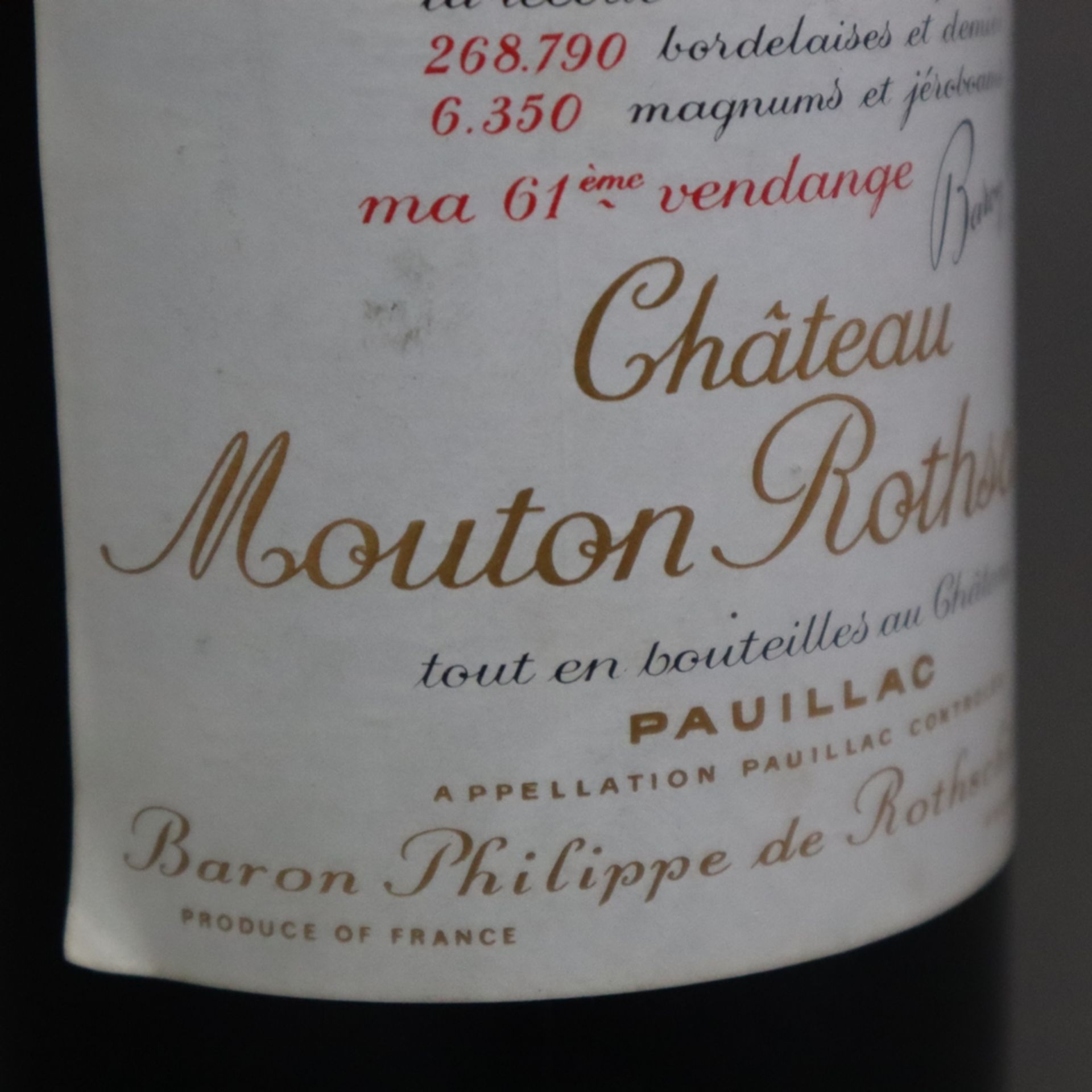 Wein - 1983 Château Mouton Rothschild, Pauillac, France, 75 cl., Füllstand: Lower Mid Shoulder, Eti - Bild 7 aus 8