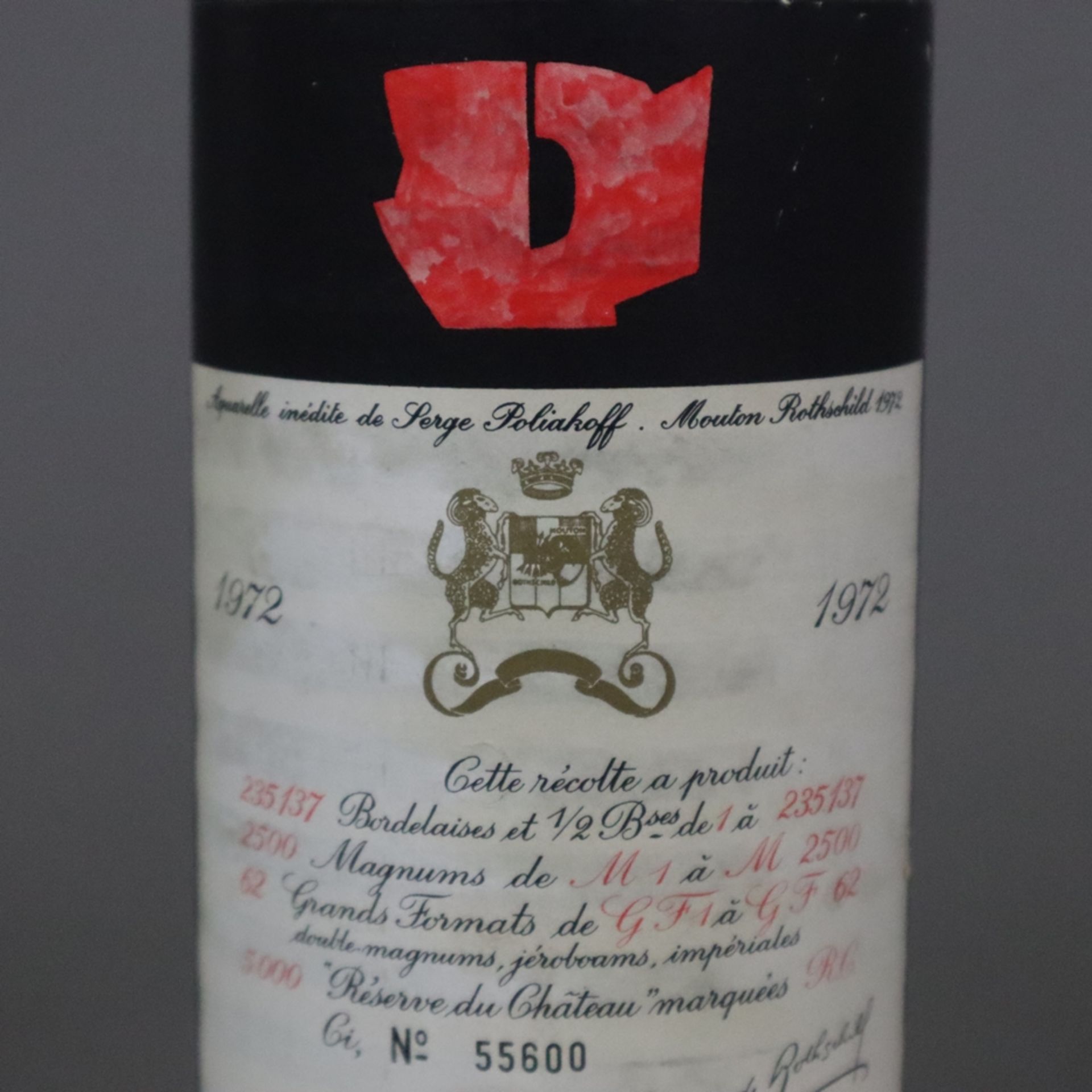 Wein - 1972 Château Mouton Rothschild, Pauillac, France - Bild 4 aus 7