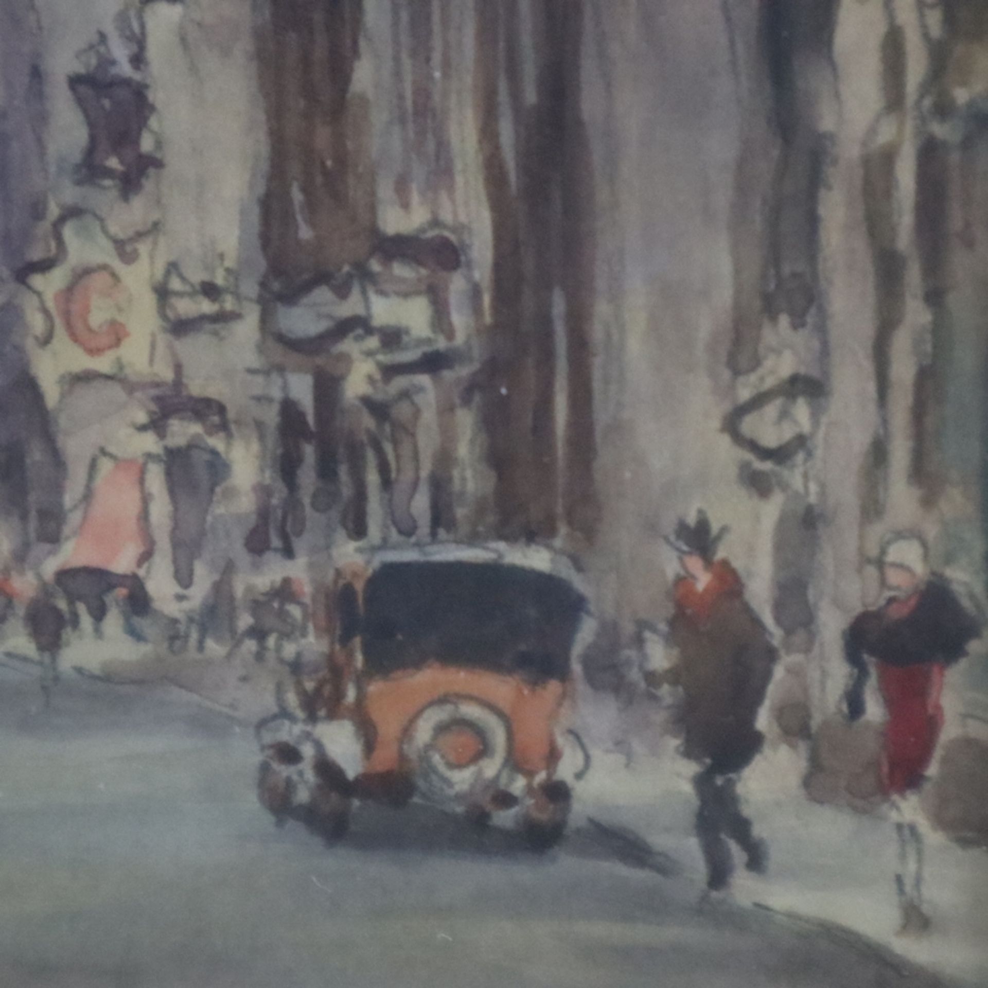 Mumbächer, Alfred (1888 Mainz - 1953 ebenda) - Pariser Straßenszene mit Blick auf Sacré-Cœur de Mon - Bild 6 aus 8