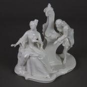Galante Figurengruppe - Nymphenburg, 1. Hälfte 20. Jh., Weißporzellan, Rokoko-Paar auf einem Rocail