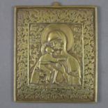 Reiseikone der Gottesmutter von Wladimir (Wladimirskaja) - Russland, 19.Jh., Gelbguss, Darstellung