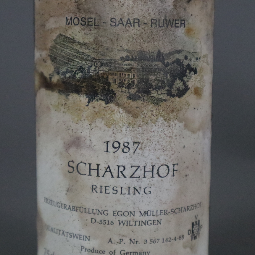 Wein - 3 Flaschen 1987 Egon Müller 'Scharzhof' Riesling, Mosel, Germany, 75 cl, Füllstand: Top Shou - Image 5 of 7