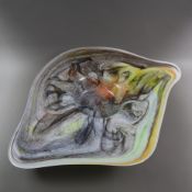 Übergroße Zierschale - Murano, Italien, 20. Jh., farbloses Glas mit Farbeinschmelzungen, runde, bau