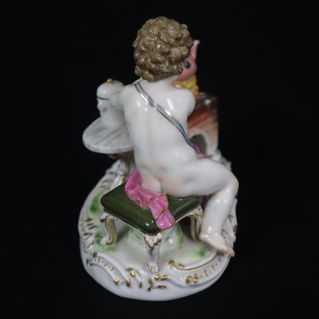 Allegorie "Das Feuer" - Meissen, Knaufzeit, Porzellan, polychrome Bemalung, Goldstaffage, Entwurf v - Image 7 of 8