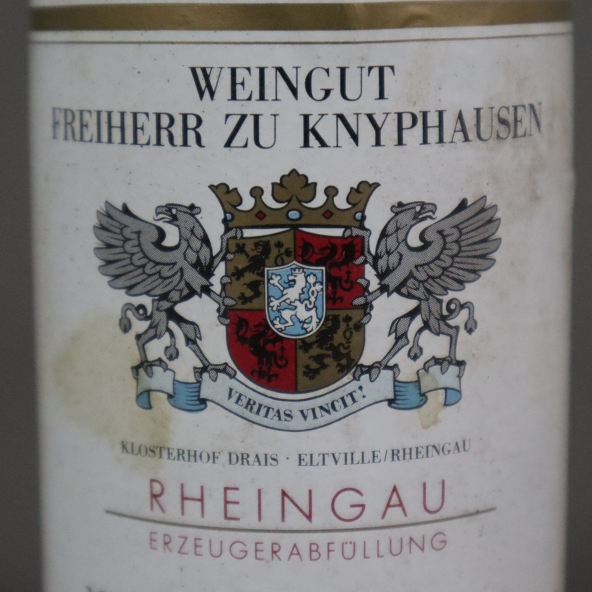 Wein - 3 Flaschen 1989 Erbach Steinmorgen Riesling Beerenauslese, Weingut Freiherr zu Knyphausen, 5 - Bild 5 aus 7