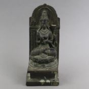 Prajnaparamita-Bodhisattva - Indonesien, Bronze, altpatiniert, Darstellung der buddhistischen Gotth