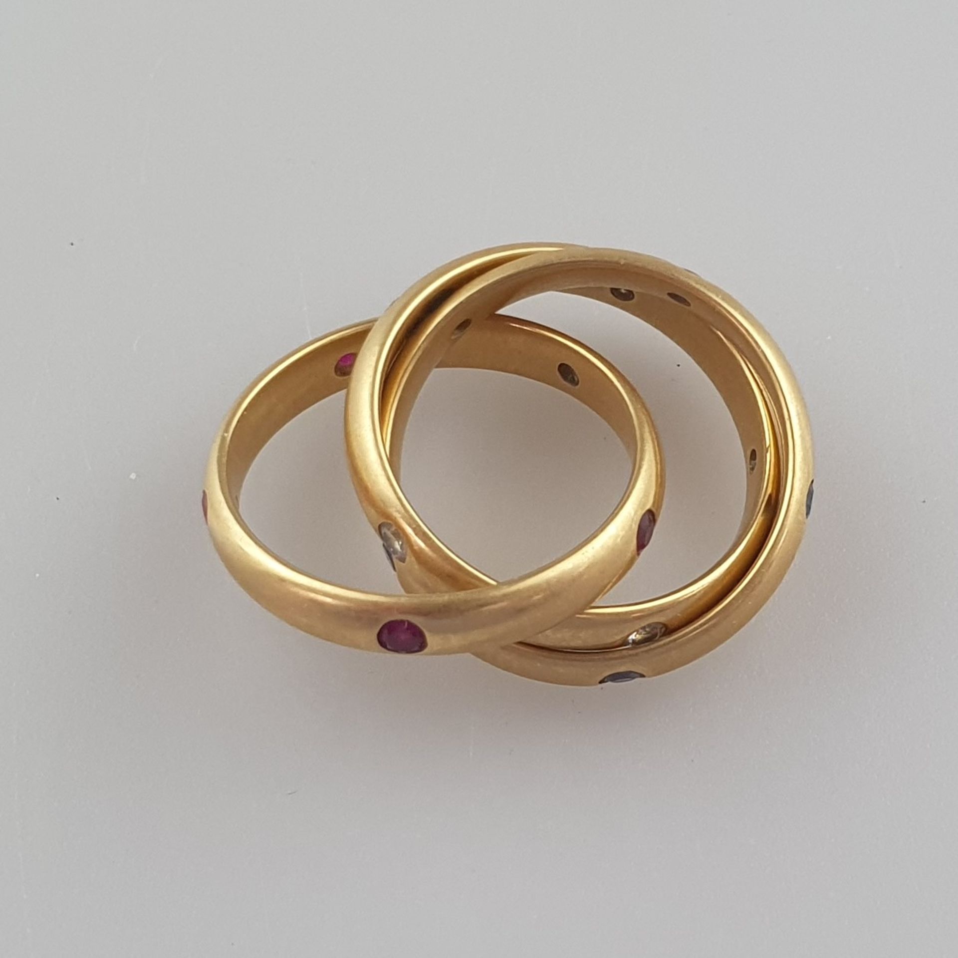 CARTIER-Ring "Trinity"- Gelbgold 750/000, die drei beweglich ineinander verschlungene Ringe von ca. - Bild 5 aus 6