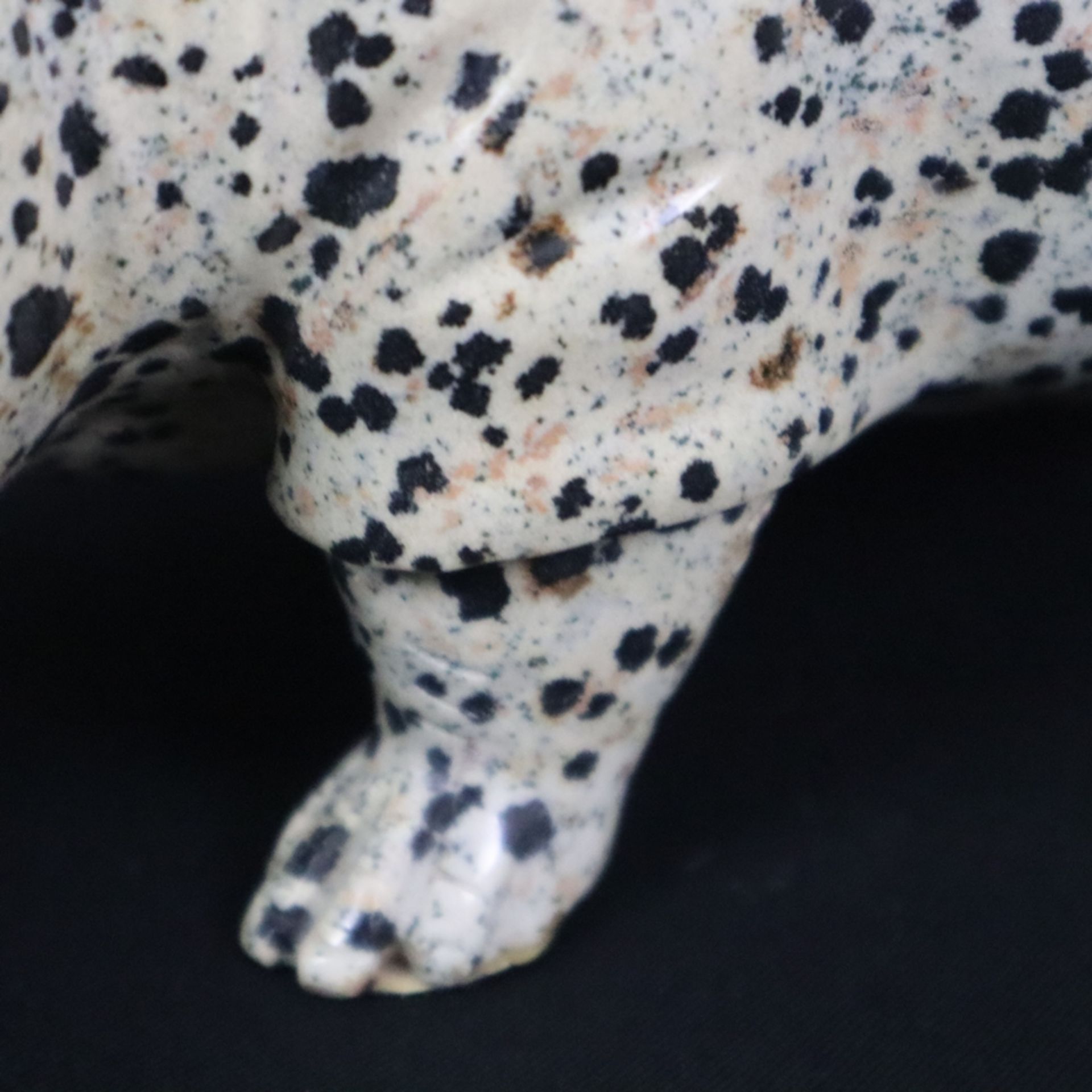 Tierplastik Nilpferd - Dalmatinerstein, geschnitzt, glatt poliert, Glasaugen, vollplastische natura - Bild 5 aus 7
