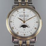 Blanc Pain-Herrenarmbanduhr - um 1987, Automatik, bicolores Gehäuse aus Gelbgold und Edelstahl, wei