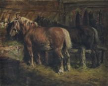Luckhardt, Karl (1886 - Frankfurt a.M.- 1970) - Pferde im Stall, Öl auf Leinwand, unten rechts sign