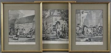 Saint-Aubin, Augustin de (1736-1807) - Drei Blätter aus der 6er-Serie „C'est-ici les différents jeu