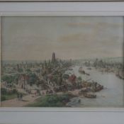 Becker, Peter (1828 Frankfurt - 1904 Soest, nach) - "Gesamtansicht Frankfurt", aquarellierte Lithog