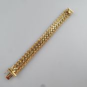 Vintage-Armband - Henkel & Grosse (Pforzheim), Metall vergoldet, breites Flechtband, teils satinier