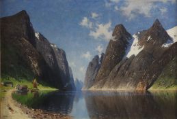 Grüttefin-Kiekebusch, Elisabeth (1871, Kettwig - im 20. Jh.) - "Im Jössingfjord", Öl auf Leinwand,