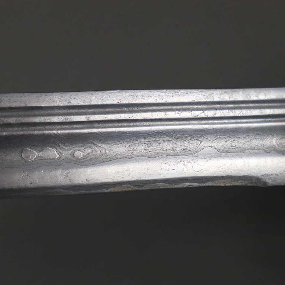 Talwar - Indien, 19.Jh., breite Klinge aus Damaszener Stahl, gerillte Rückenklinge mit zweischneidi - Image 3 of 6