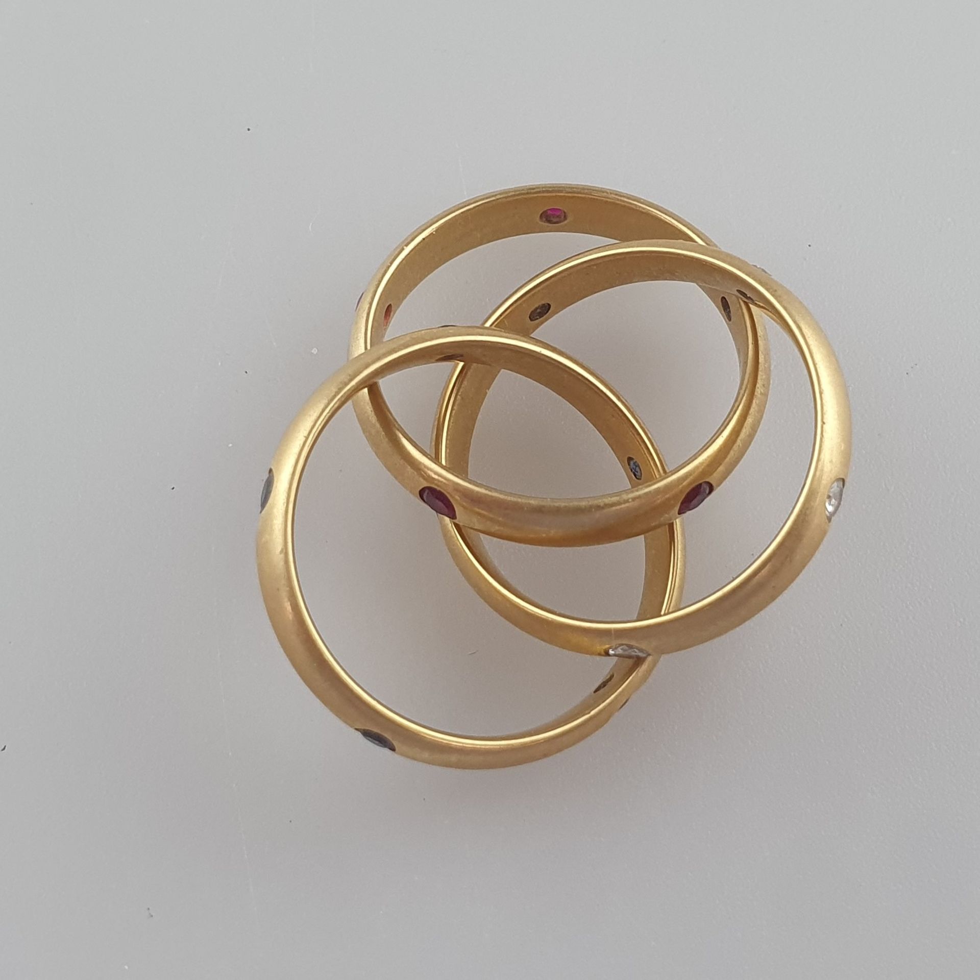 CARTIER-Ring "Trinity"- Gelbgold 750/000, die drei beweglich ineinander verschlungene Ringe von ca. - Bild 6 aus 6