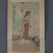 Chinesisches Rollbild - Die betrunkene Konkubine / Guifei Zuijiu (klassische Kunqu-Oper), Tusche un