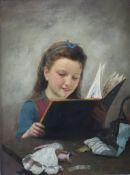 Thöne, Franz (1851 Wewer -1906 Düsseldorf) - Lesendes Mädchen, Öl auf Holz, unten rechts signiert u