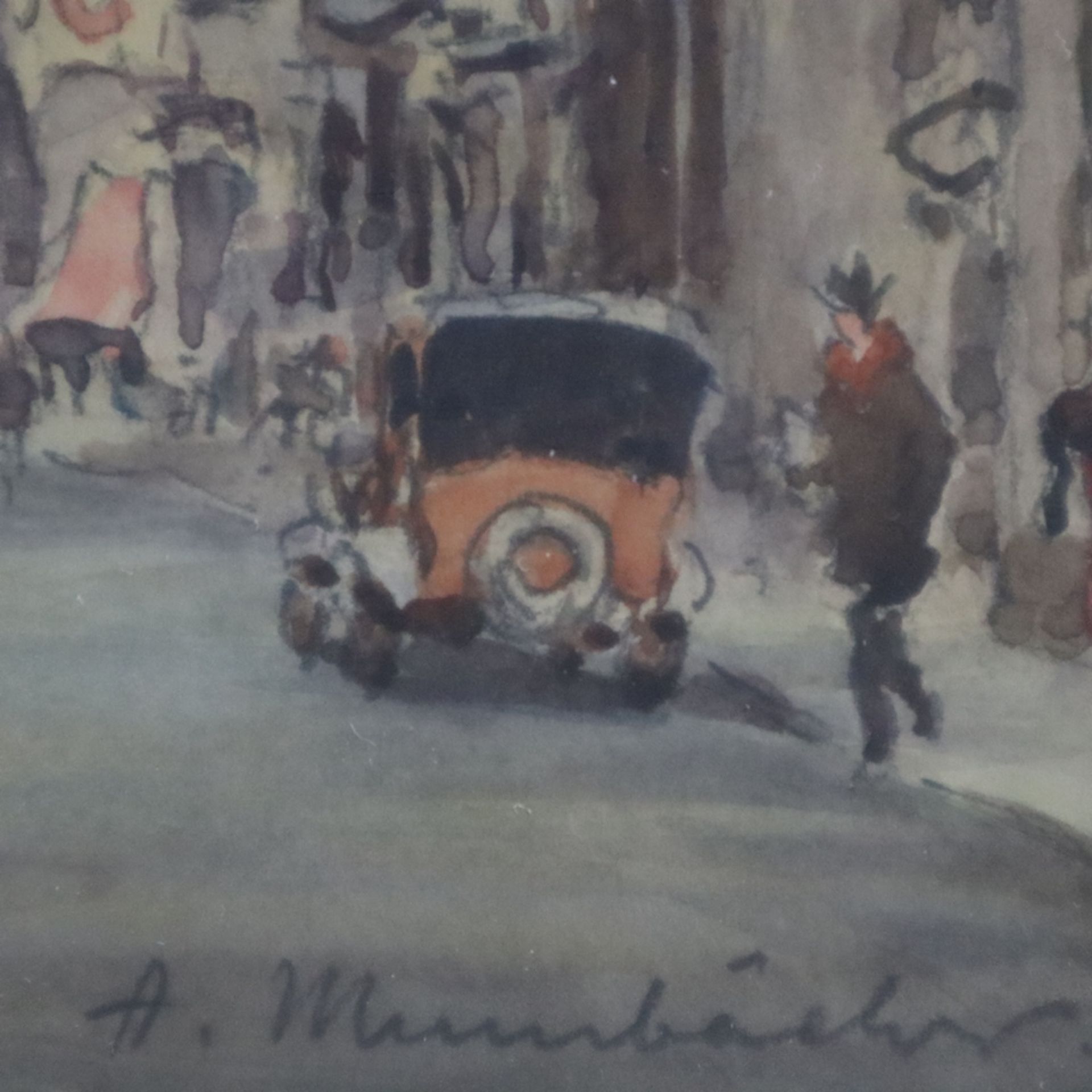 Mumbächer, Alfred (1888 Mainz - 1953 ebenda) - Pariser Straßenszene mit Blick auf Sacré-Cœur de Mon - Bild 8 aus 8