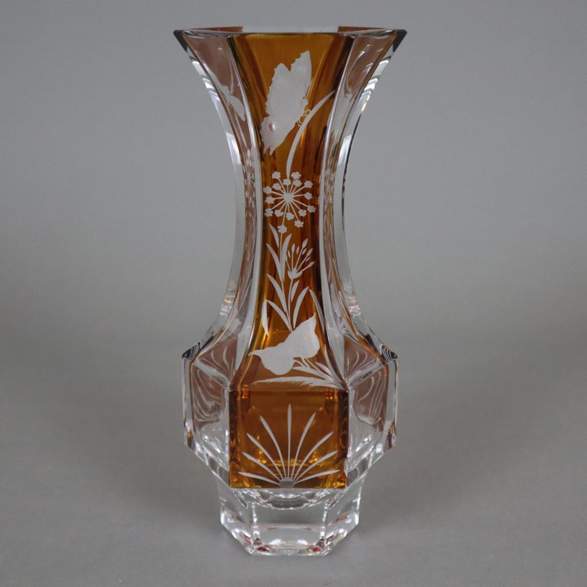 Drei Glasvasen - Haida, Oertel/Carl Meltzer & Co., um 1910-1920, diverse Formen und Dekore, farblos - Bild 6 aus 8